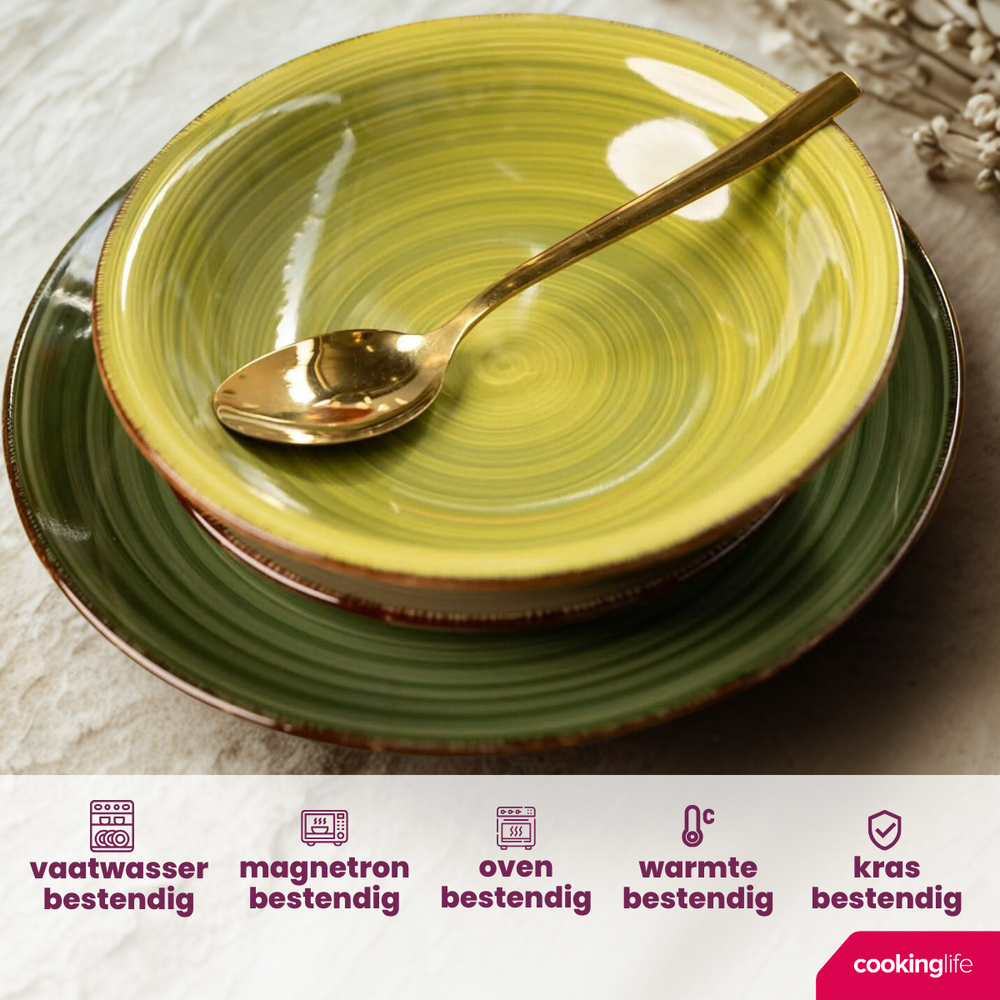 Cookinglife Dybe tallerkener / Pastatallerkener Delice Grøn ø 21 cm - 6 stykker
