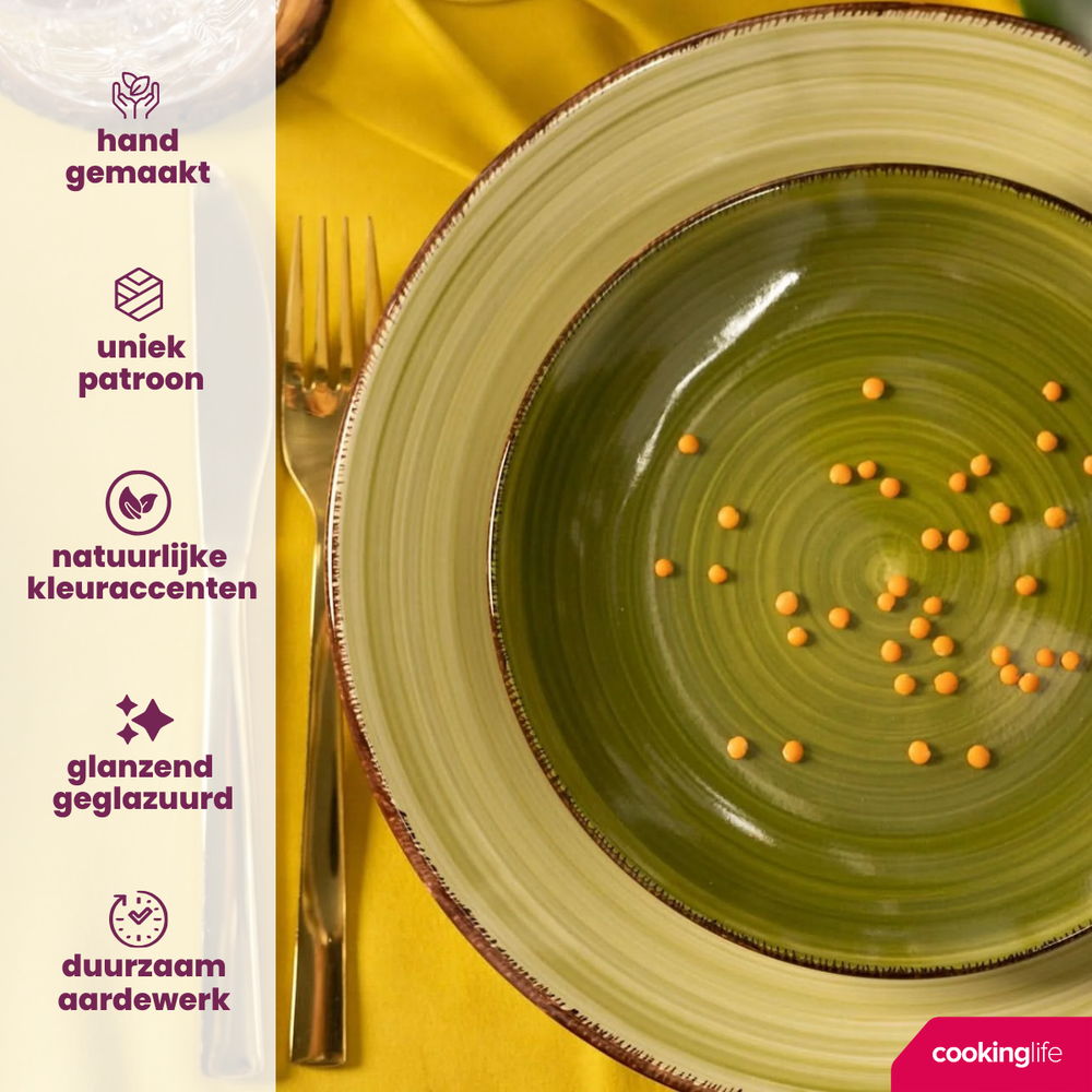 Cookinglife Dinerborden Delice Grøn ø 26,5 cm - 6 stykker