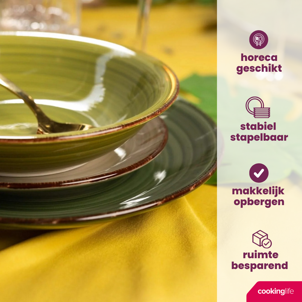 Cookinglife Dinerborden Delice Grøn ø 26,5 cm - 6 stykker