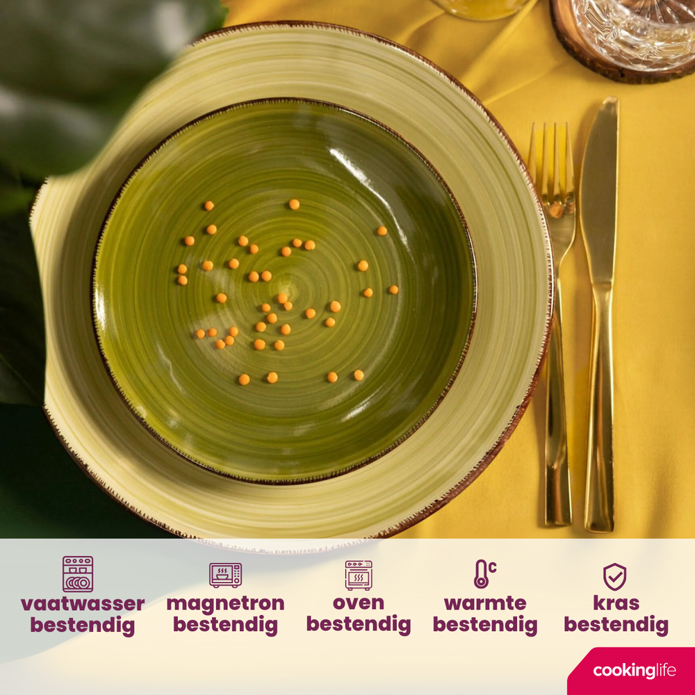 Cookinglife Morgenmadstallerkener / Desserttallerkener Delice Grøn ø 19 cm - 6 stk.