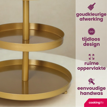 Cookinglife Etagère metal / guld ø 15, 20 & 25 cm - 3-lags - 35 cm høj