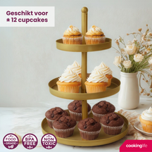 Cookinglife Etagère metal / guld ø 15, 20 & 25 cm - 3-lags - 35 cm høj