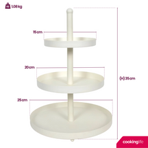 Cookinglife Etagère metal creme ø 15, 20 & 25 cm - 3-lags - 35 cm høj