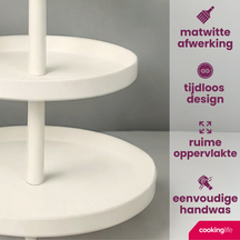 Cookinglife Etagère metal creme ø 20, 25 & 30 cm - 3-lags - 55 cm høj