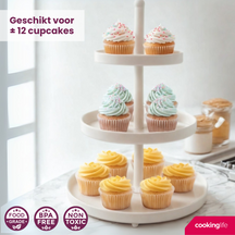 Cookinglife Etagère metal creme ø 15, 20 & 25 cm - 3-lags - 35 cm høj