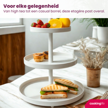 Cookinglife Etagère metal creme ø 20, 25 & 30 cm - 3-lags - 55 cm høj