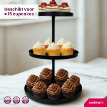 Cookinglife Etagère metal sort ø 20, 25 & 30 cm - 3-lags - 55 cm høj