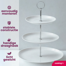 Cookinglife Etagère / serveertoren Food for Fun ø 16, 21 & 26 cm - 3-laags - 34 cm høj