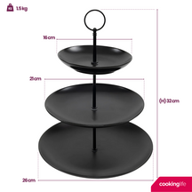 Cookinglife Etagère sort ø 16, 21 & 26 cm - 3-lags - 32 cm høj