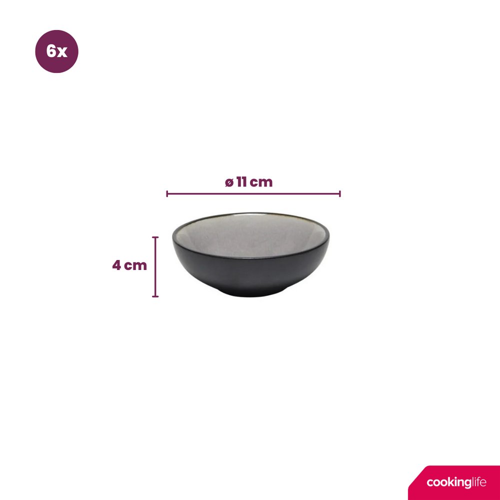 Cookinglife Dipskåle Nola Warm Grey ø 11 cm - 6 stk.