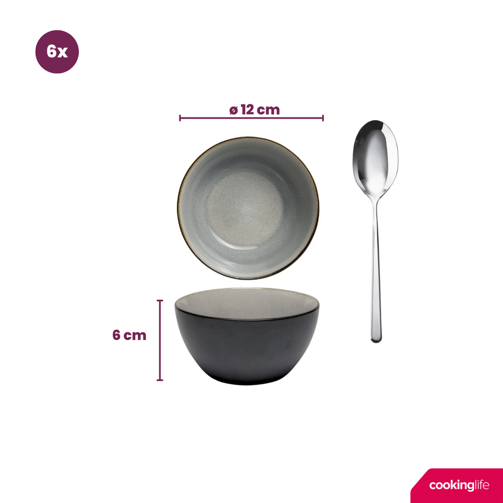 Cookinglife Kleine Kommen Nola Warm Grey ø 12 cm - 6 stuks