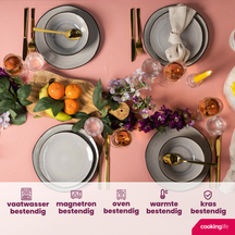 Cookinglife Serviesset Nola Warm Grey 18-delig / 6 personer - 6 dinerborden, 6 ontbijtborden og 6 skåle