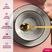 Cookinglife Serviesset Nola Warm Grey 18-delig / 6 personer - 6 dinerborden, 6 ontbijtborden og 6 skåle