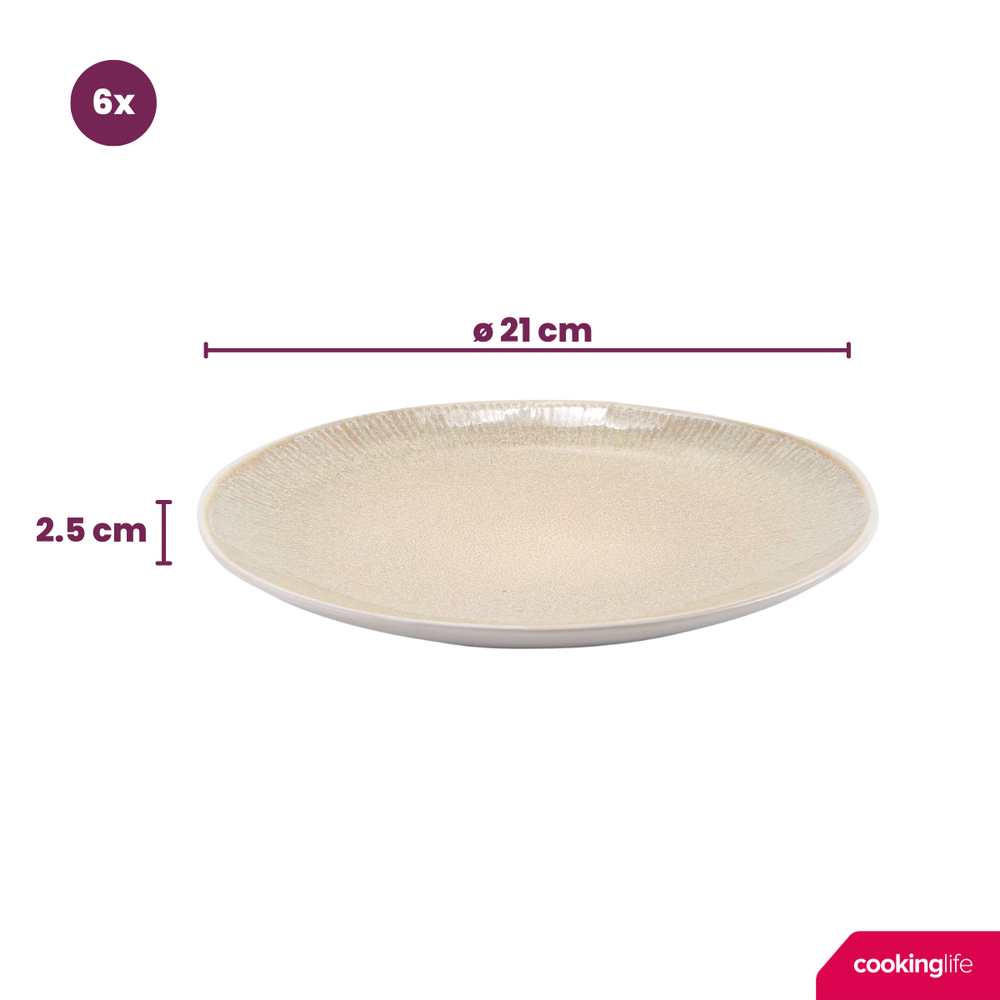 Cookinglife Morgenmadstallerkener / Desserttallerkener Nola Sand ø 21 cm - 6 Styk