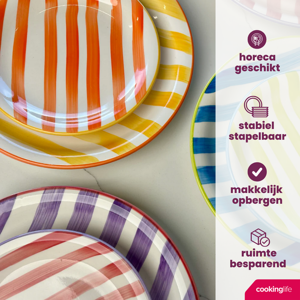 Cookinglife Serviesset Summer Vibes 24-delig / 6 personer - 6 dinerborden, 6 ontbijtborden, 6 kommen og 6 mokker