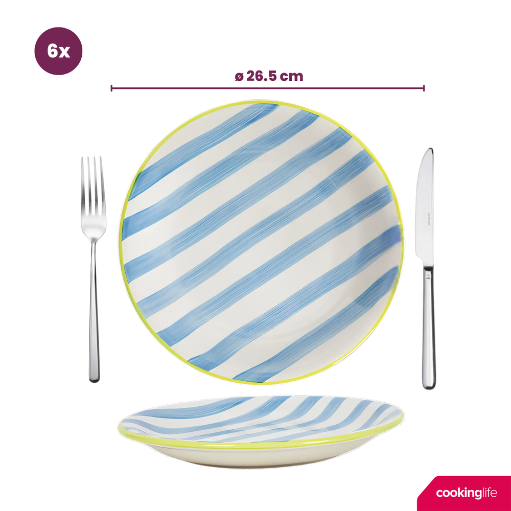 Cookinglife Serviesset Summer Vibes 24-delig / 6 personer - 6 dinerborden, 6 ontbijtborden, 6 kommen og 6 mokker