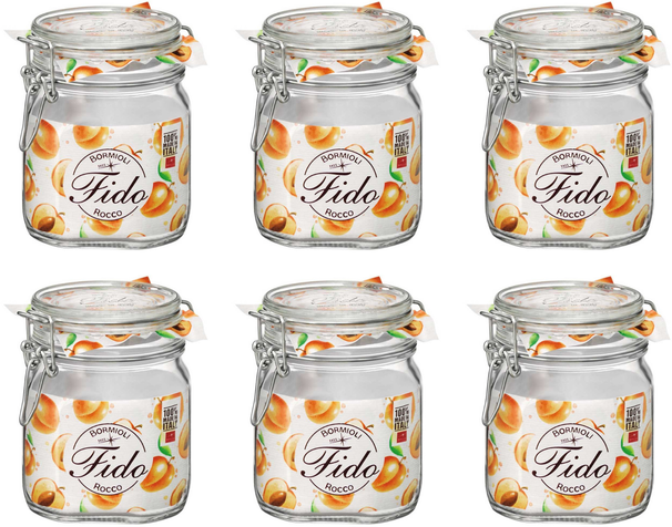 Bormioli Rocco Weckpot Fido - 10 x 10 cm / 750 ml - firkantet - 6 stk.