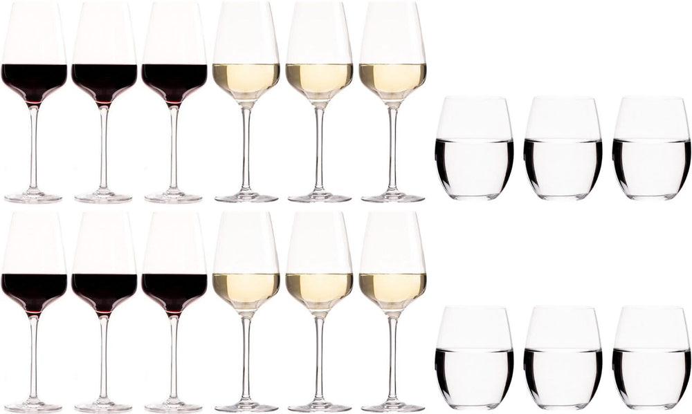 Chef & Sommelier Wijnglazenset Sublym (Røde vinglas & Hvide vinglas & Vandglas) - 18 dele sæt - 6 røde vinglas, 6 hvide vinglas og 6 vandglas