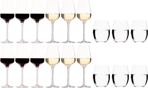 Chef & Sommelier Wijnglazenset Sublym (Røde vinglas & Hvide vinglas & Vandglas) - 18 dele sæt - 6 røde vinglas, 6 hvide vinglas og 6 vandglas