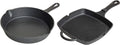 Blackwell Pannenset Gietijzer 2-Delig Koekenpan ø 25 cm & Grillpan 23 x 23 cm - egnet til alle varmekilder - uden non-stick belægning