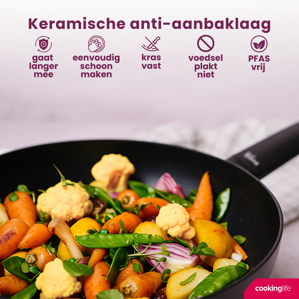 Cookinglife Stegepande Sæt Black Cera 2-Delt ø 24 & 28 cm - keramisk non-stick belægning