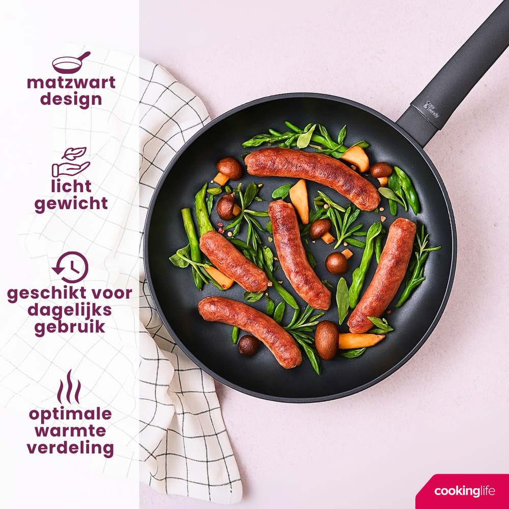 Cookinglife Stegepande Black Cera - ø 24 cm - keramisk non-stick belægning