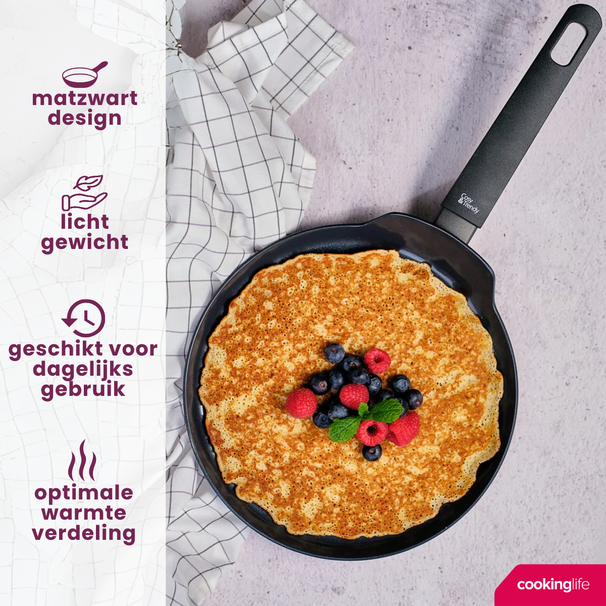 Cookinglife Pannenkoekenpan Black Cera Zwart ø 24 cm - keramiske anti-stick belægning