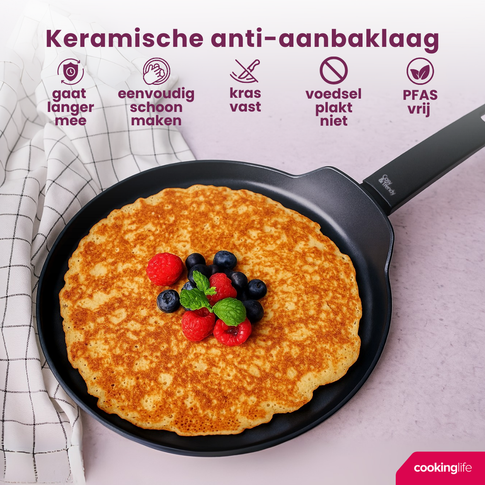 Cookinglife Pannenkoekenpan Black Cera Zwart ø 24 cm - keramiske anti-stick belægning