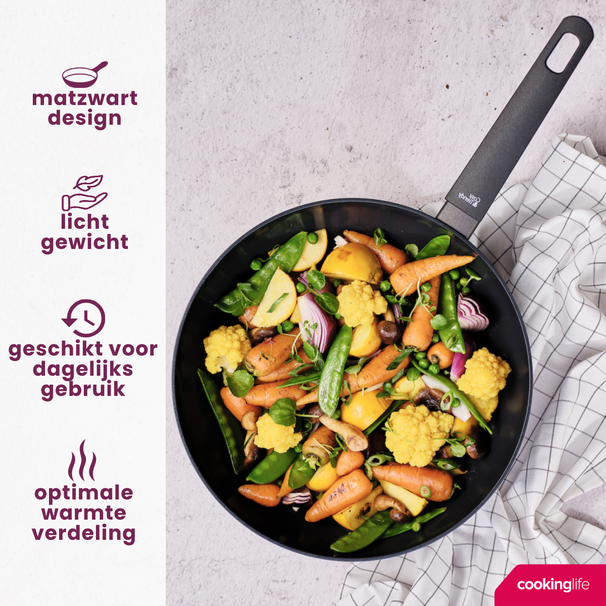 Cookinglife Wokpande Black Cera ø 28 cm - keramisk non-stick belægning