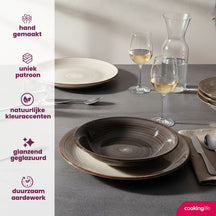Cookinglife Serviesset Delice Grå 18-delt / 6 personer - 6 middagstallerkener, 6 dybe tallerkener og 6 morgenmadstallerkener
