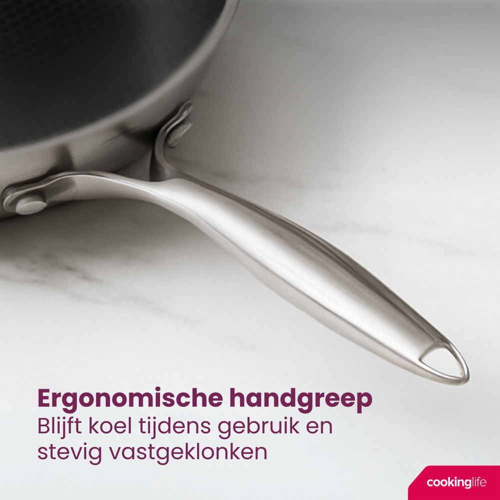 Cookinglife Stegepande HexaCook - Hybrid Pande ø 28 cm - NON STICK - egnet til alle varmekilder - keramisk non-stick belægning