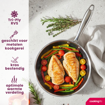 Cookinglife Stegepande HexaCook - Hybrid Pande ø 24 cm - NON STICK - egnet til alle varmekilder - keramisk non-stick belægning
