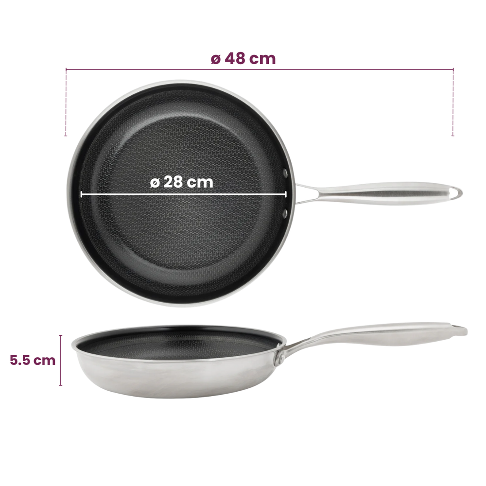 Cookinglife Stegepande HexaCook - Hybrid Pande ø 28 cm - NON STICK - egnet til alle varmekilder - keramisk non-stick belægning
