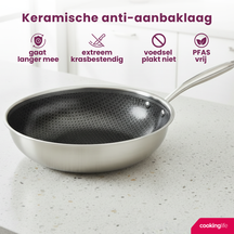 Cookinglife Wokpan HexaCook - Hybride Pan ø 28 cm - NON STICK - egnet til alle varmekilder - keramisk non-stick belægning