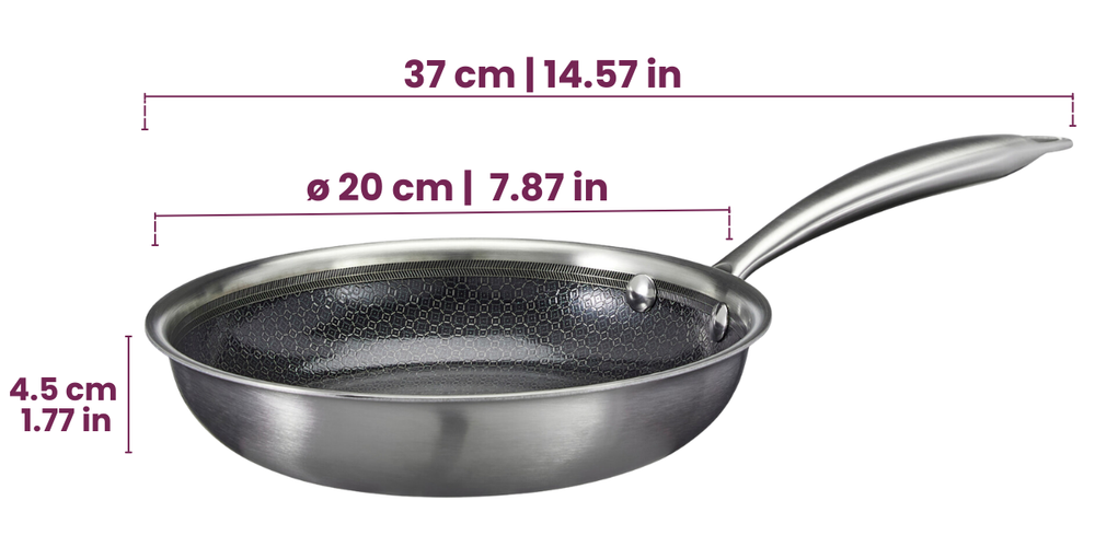 Cookinglife Stegepande HexaCook - Hybridpande ø 20 cm - NON STICK - egnet til alle varmekilder - keramisk non-stick belægning