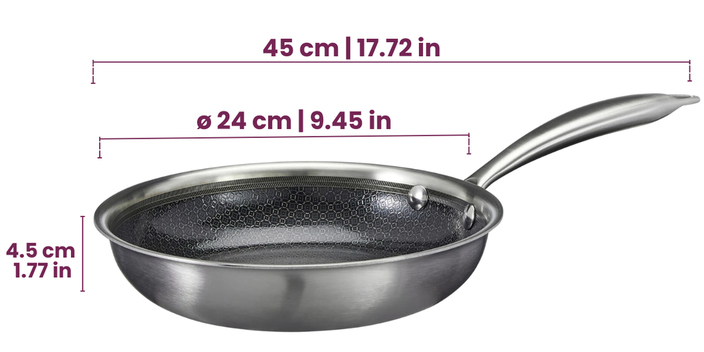 Cookinglife Koekenpannenset HexaCook - Hybride Pan 2-Delig ø 24 & 28 cm - NON STICK - egnet til alle varmekilder - keramisk non-stick belægning