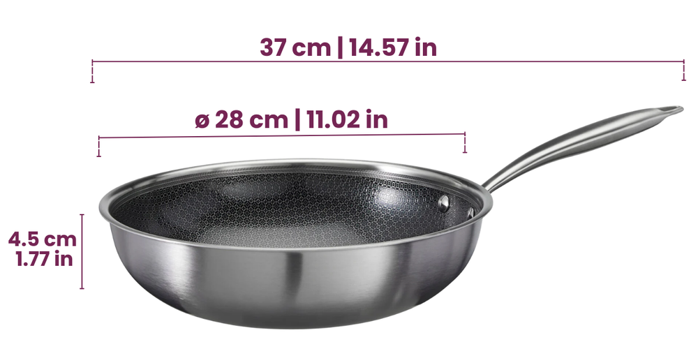 Cookinglife Wokpan HexaCook - Hybride Pan ø 28 cm - NON STICK - egnet til alle varmekilder - keramisk non-stick belægning