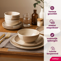 Cookinglife Serviesset Leem 18-delt / 6 personer - 6 middagstallerkener, 6 morgenmadstallerkener og 6 skåle
