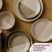Cookinglife Serviesset Leem 18-delig / 6 personer - 6 dinerborden, 6 ontbijtborden og 6 skåle