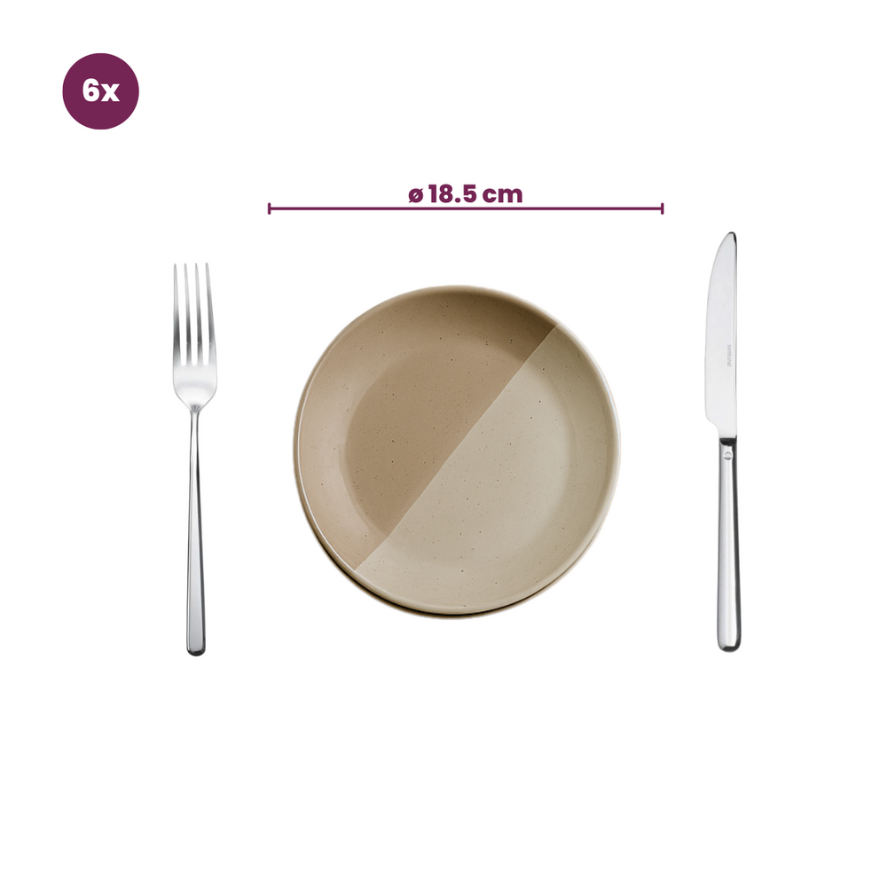 Cookinglife Serviesset Leem 18-delig / 6 personer - 6 dinerborden, 6 ontbijtborden og 6 skåle