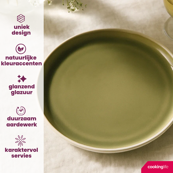 Cookinglife Dinerborden Mos Grøn ø 27 cm - 6 Stykker