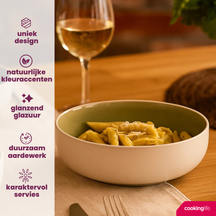 Cookinglife Serviesset Mos Grøn 18-delig / 6 personer - 6 middagstallerkener, 6 morgenmadstallerkener og 6 skåle