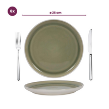 Cookinglife Serviesset Mos Grøn 18-delig / 6 personer - 6 middagstallerkener, 6 morgenmadstallerkener og 6 skåle