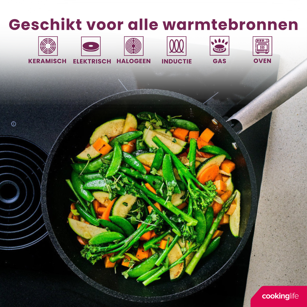 Cookinglife Wokpan ProForge ø 28 cm - egnet til alle varmekilder - keramisk non-stick belægning