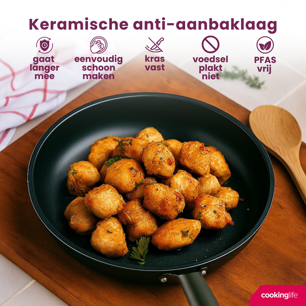 Cookinglife Stegepande ProForge ø 24 cm - egnet til alle varmekilder - keramisk non-stick belægning