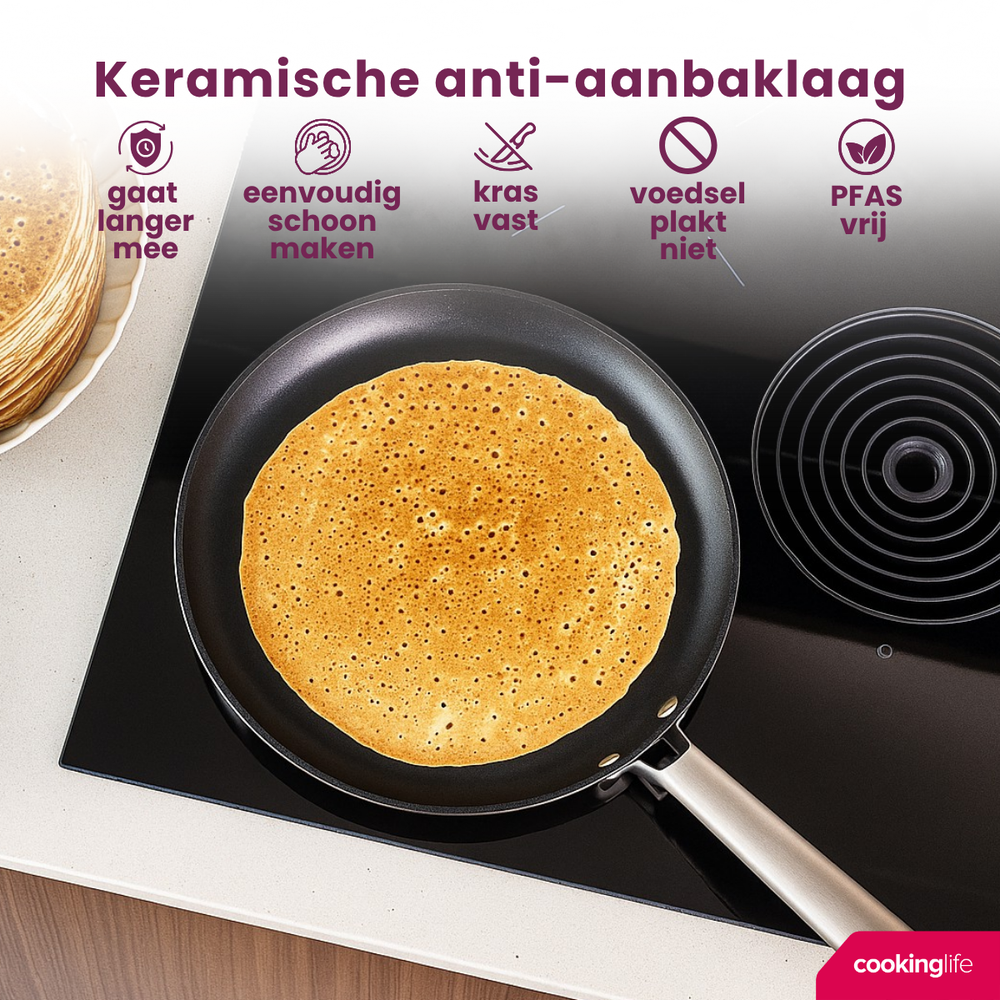Cookinglife Pannenkoekenpan ProForge - ø 28 cm - keramisk non-stick belægning - egnet til alle varmekilder