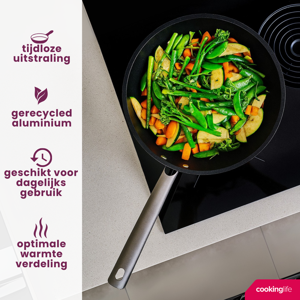 Cookinglife Wokpan ProForge ø 28 cm - egnet til alle varmekilder - keramisk non-stick belægning