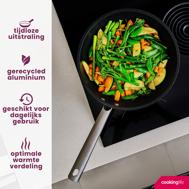 Cookinglife Wokpan ProForge ø 28 cm - egnet til alle varmekilder - keramisk non-stick belægning