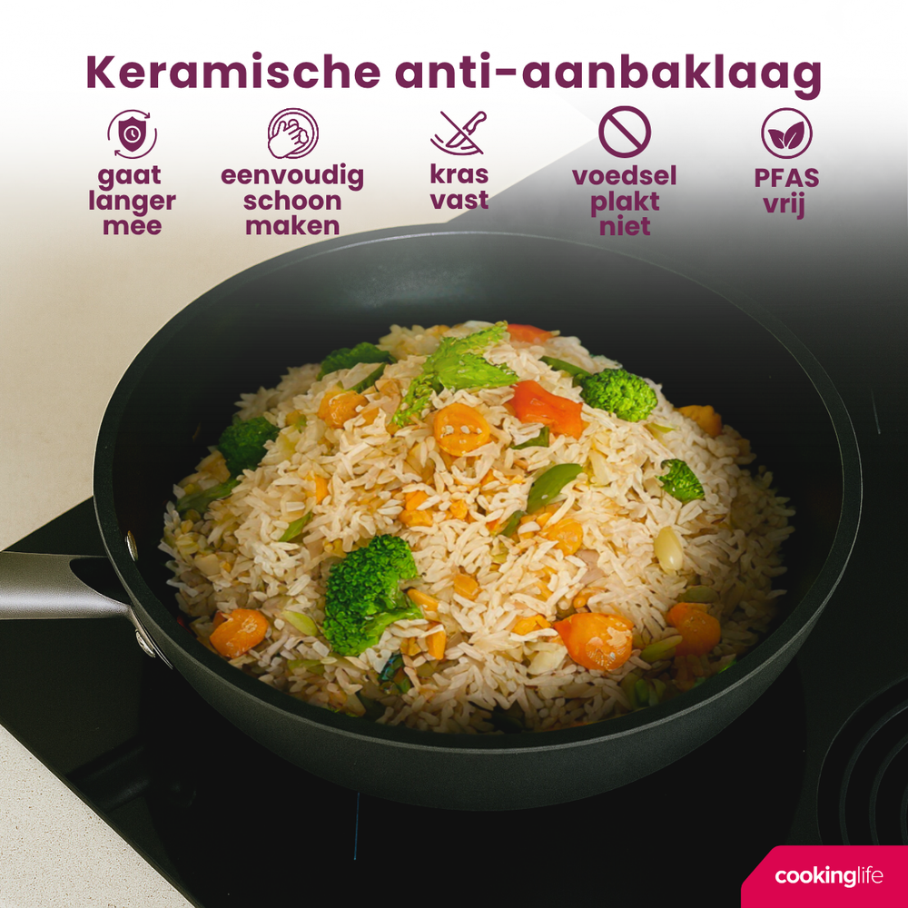 Cookinglife Wokpan ProForge ø 28 cm - egnet til alle varmekilder - keramisk non-stick belægning