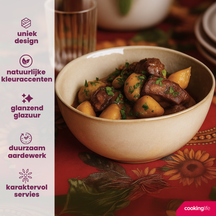 Cookinglife Serviesset Sabi Beige 18-delig / 6 personer - 6 middagstallerkener, 6 morgenmadstallerkener og 6 skåle